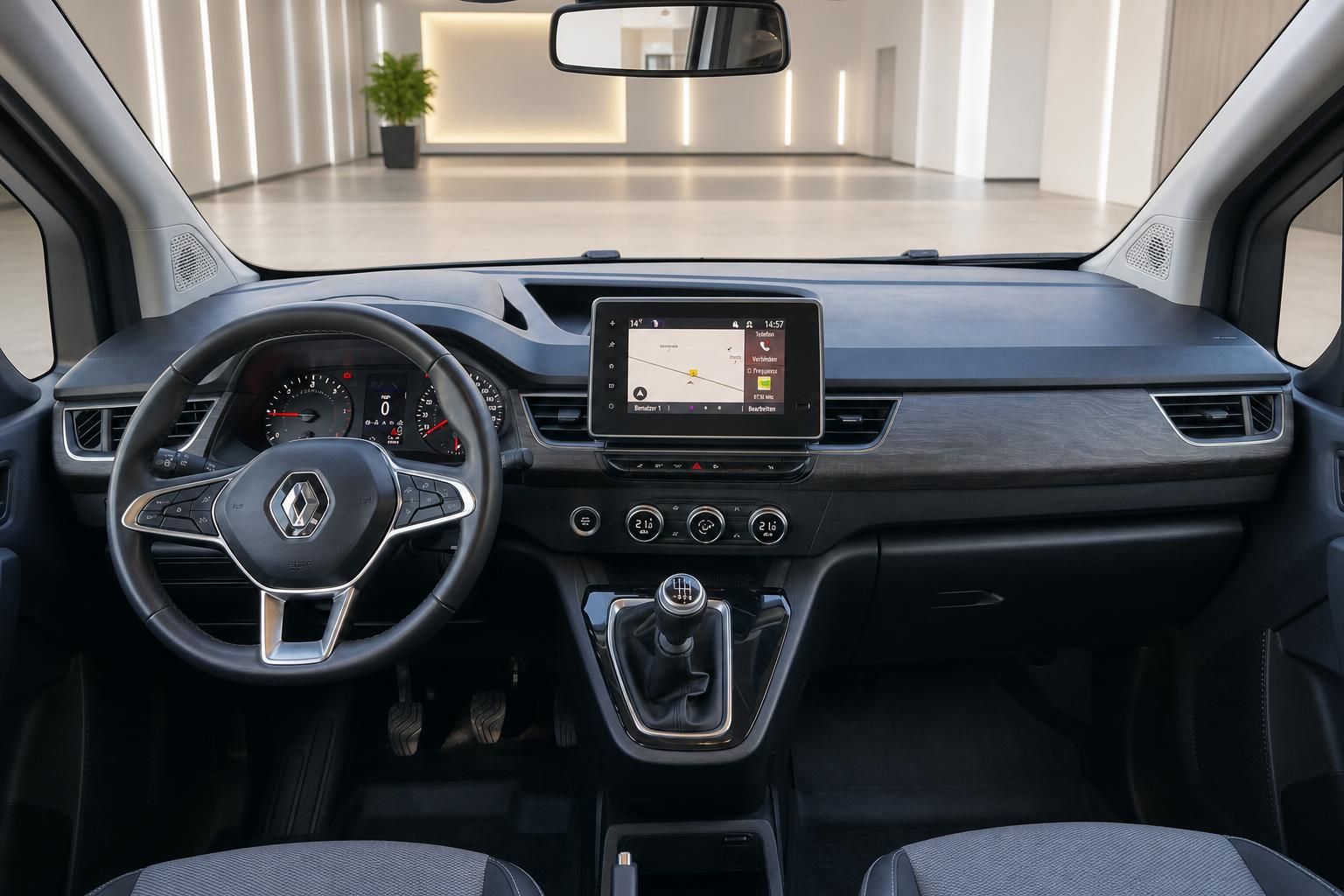 Renault Kangoo Cockpit mit Touchscreen Navigation und Armaturenbrett Innenansicht