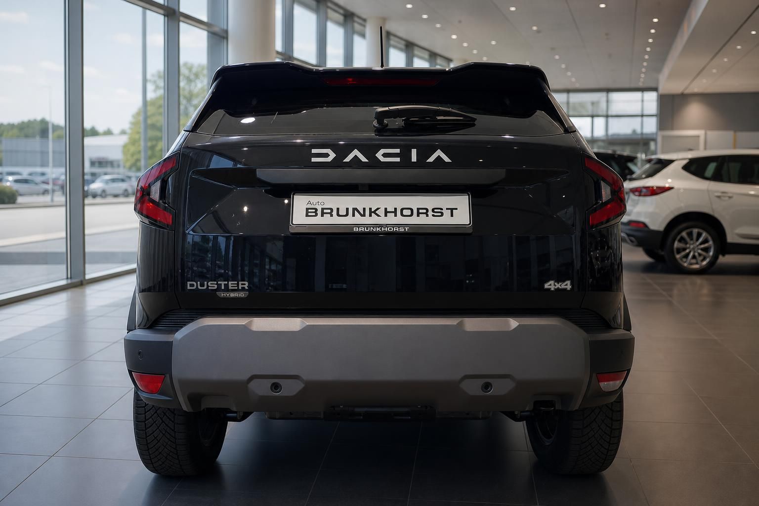 Dacia Duster SUV Heckansicht schwarz - Rückseite mit Kennzeichenhalter Autohaus Brunkhort