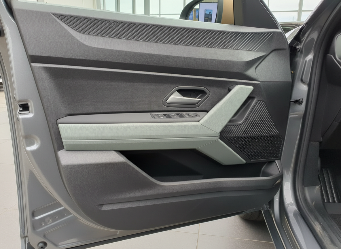 Fahrzeuginnenraum Fahrertür mit Fensterheber und Lautsprecher in Grau