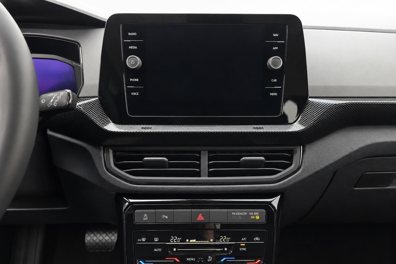 Touchscreen und Klimabedienung im VW Innenraum Detailansicht