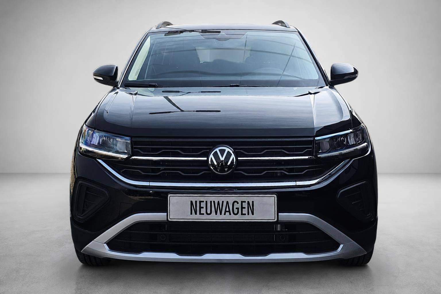 VW T-Cross schwarz Frontansicht mit Kuehlergrill