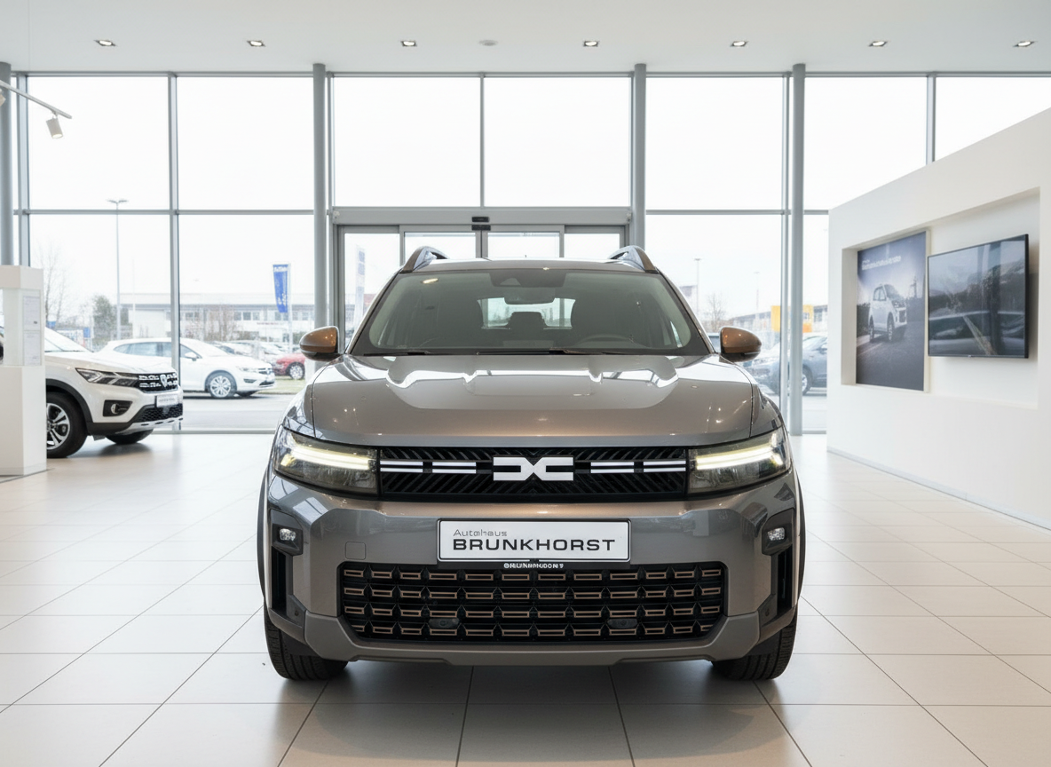 Dacia Duster SUV Frontansicht in Grau im Autohaus Brunkhorst Showroom