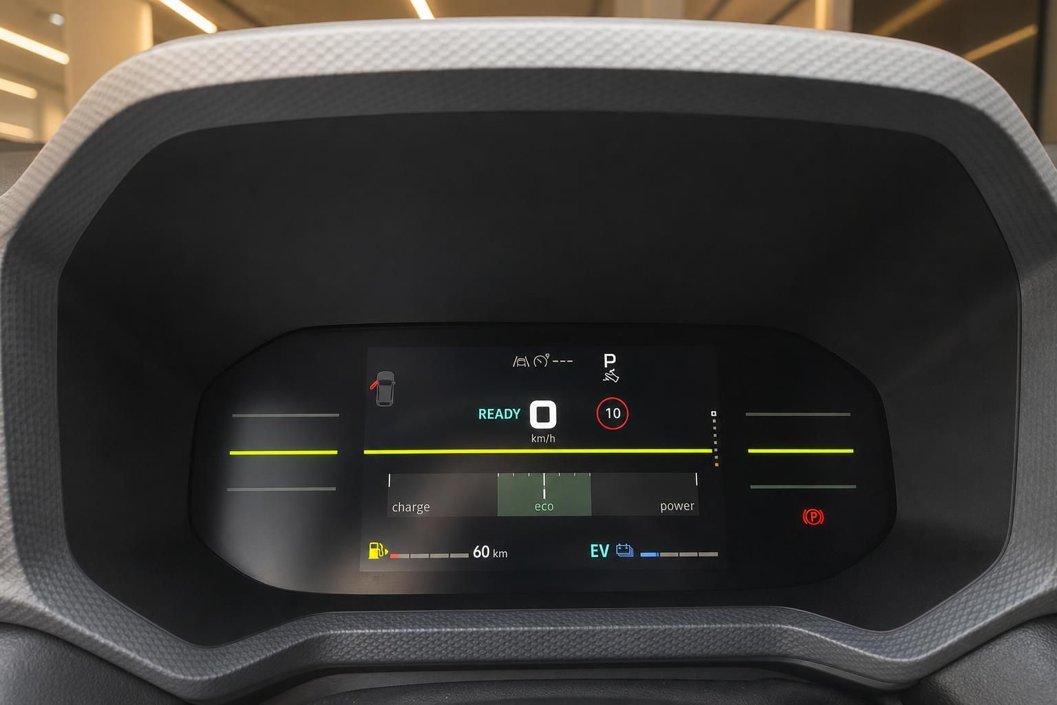 Digitales Kombiinstrument Elektroauto mit EV-Anzeige, Eco-Modus und Reichweitenanzeige 60 km