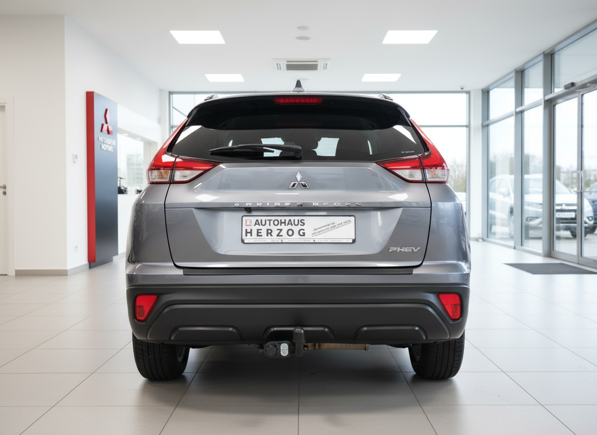 Mitsubishi Eclipse Cross PHEV Heckansicht grau im Autohaus Herzog Showroom