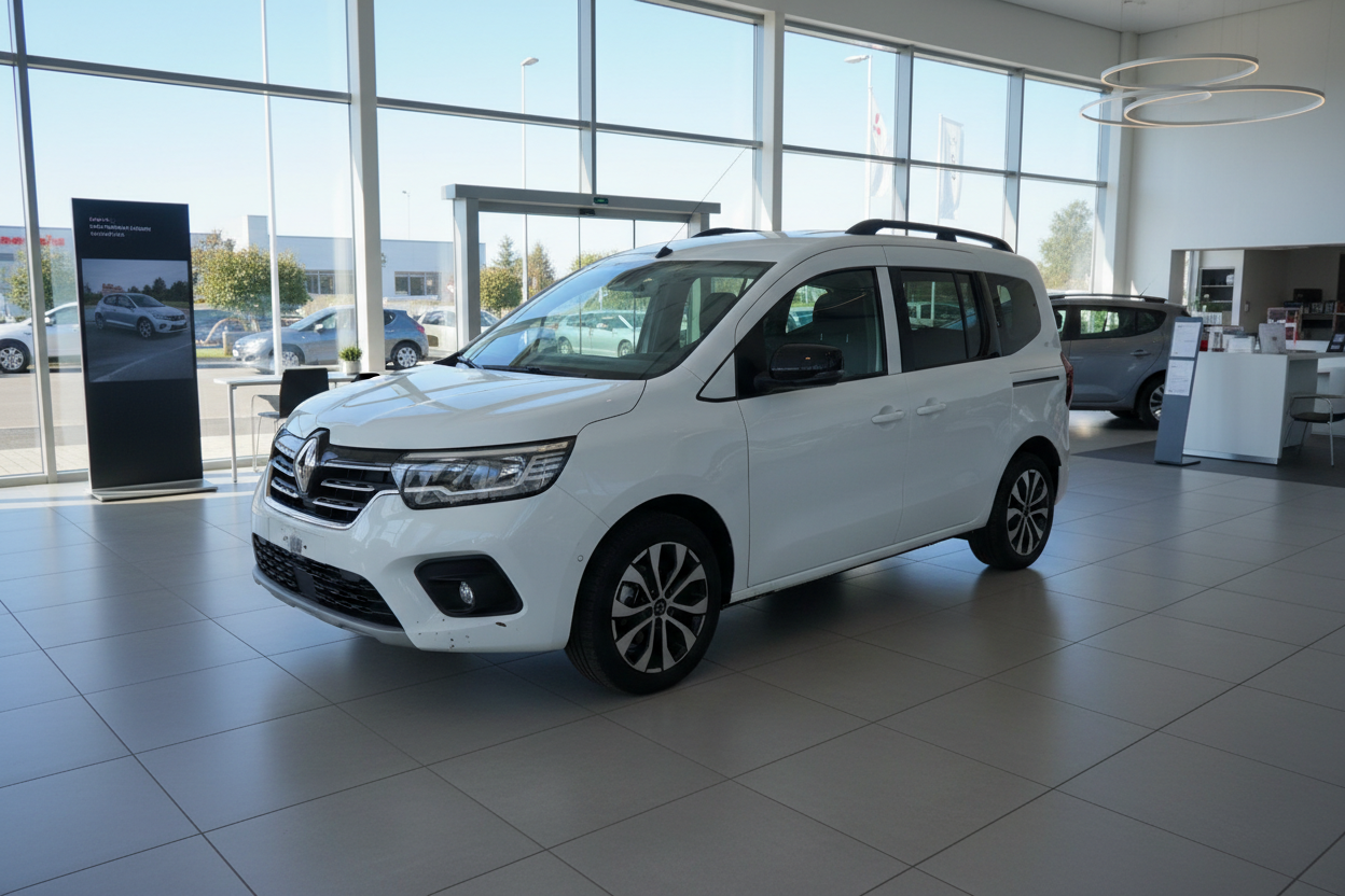 Weißer Renault Kangoo Großraumlimousine im Autohaus Showroom