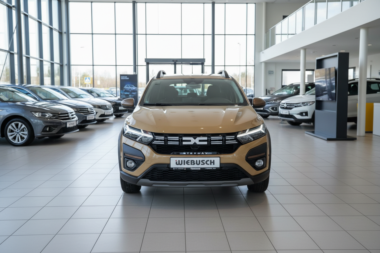 Dacia Stepway in Gold-Braun Frontansicht im Autohaus Wiebusch Showroom