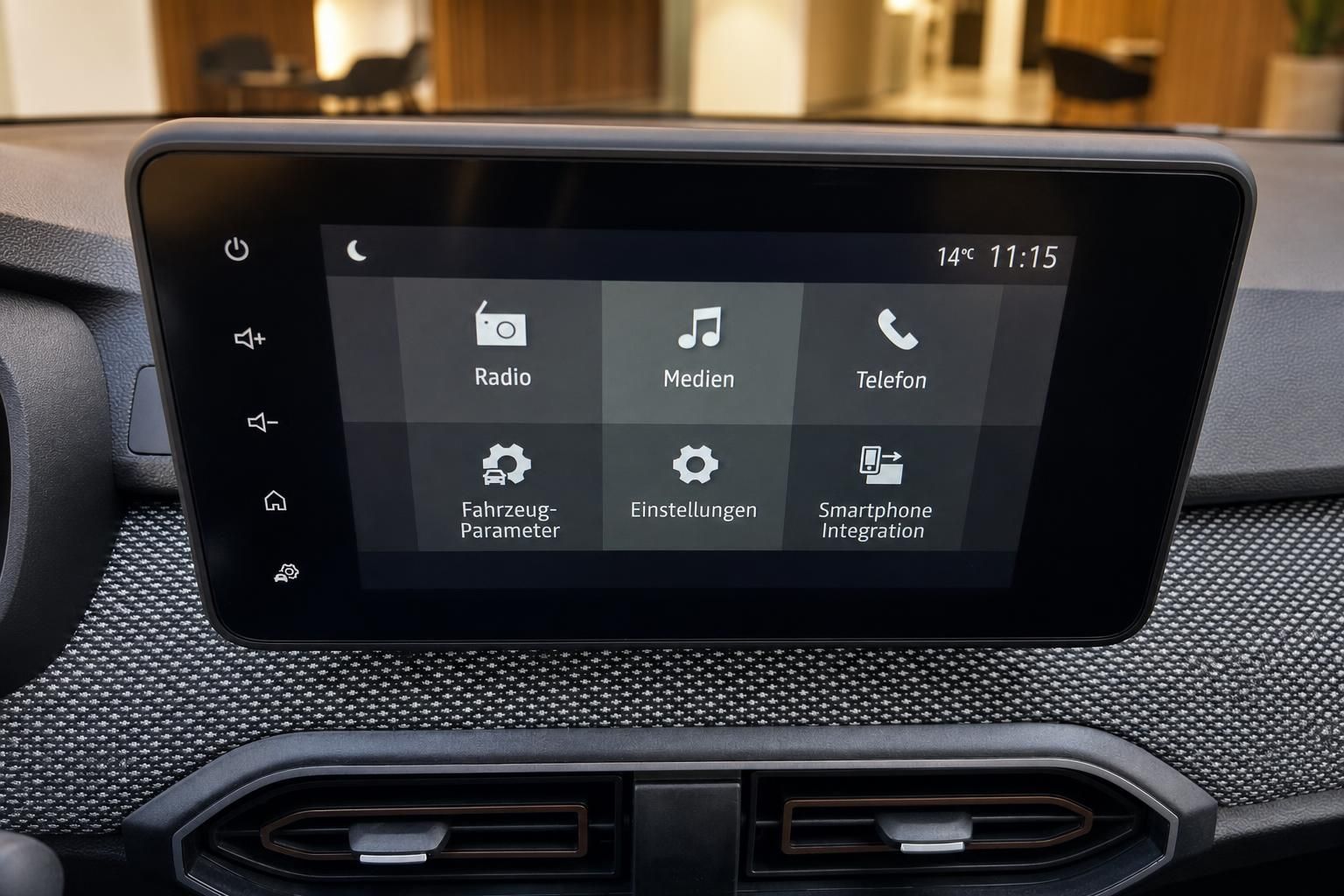 Dacia Infotainment-Display mit Menüführung und Touchscreen-Bedienung