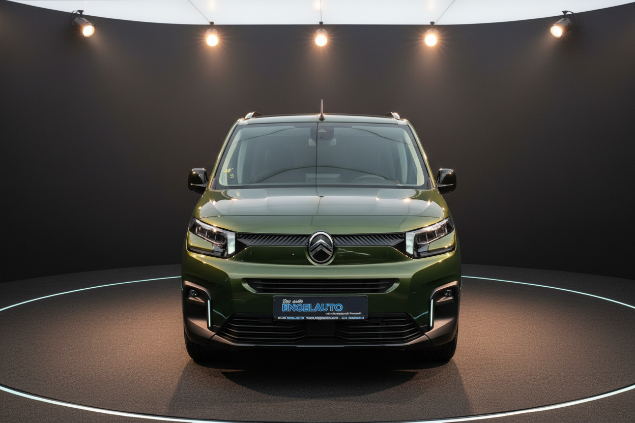 Citroën Berlingo in Olivgrün Frontansicht im Showroom bei Engelauto