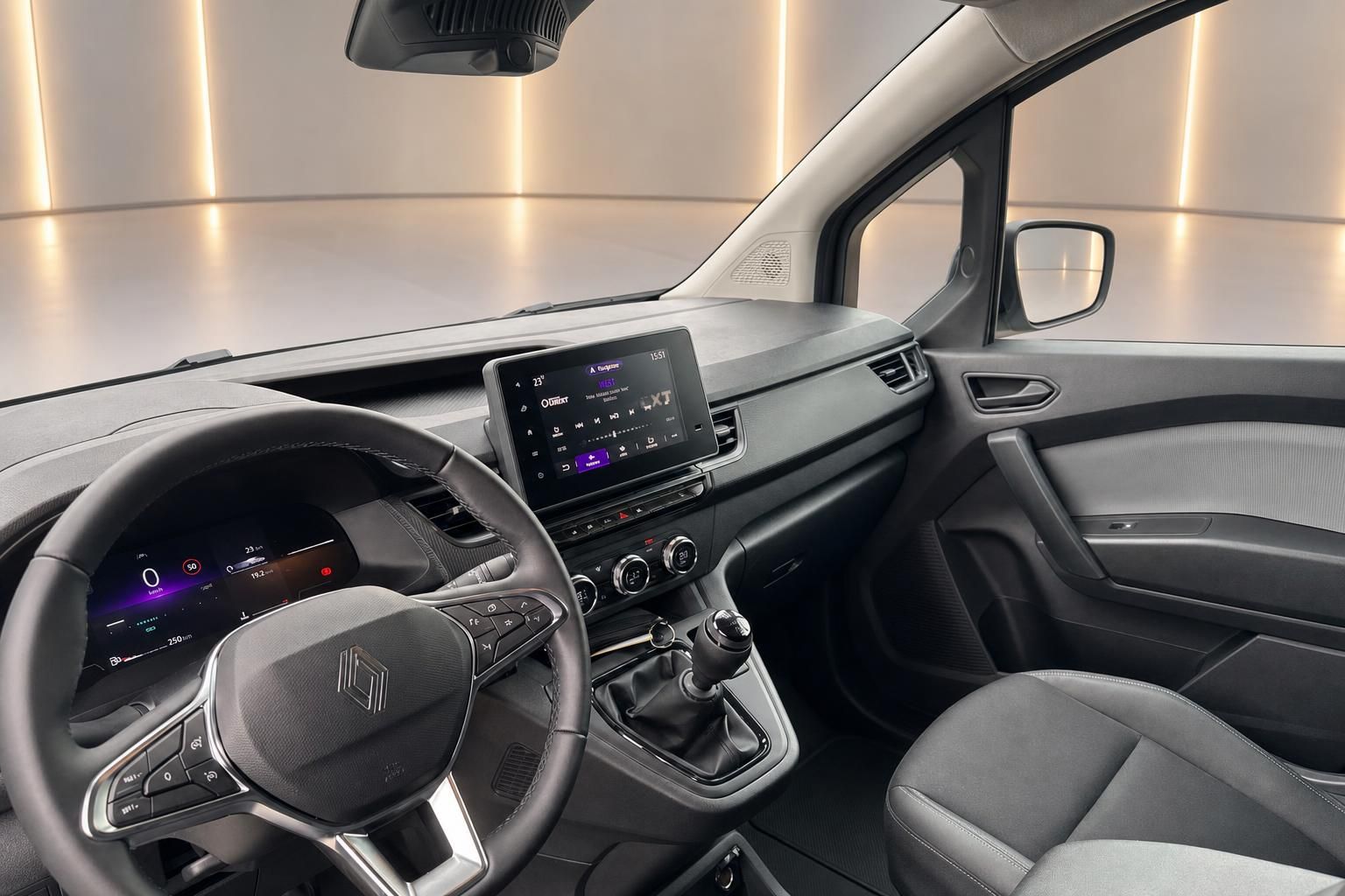 Renault Kangoo Innenraum Cockpit Armaturenbrett Lenkrad grau schwarz Ausstattung