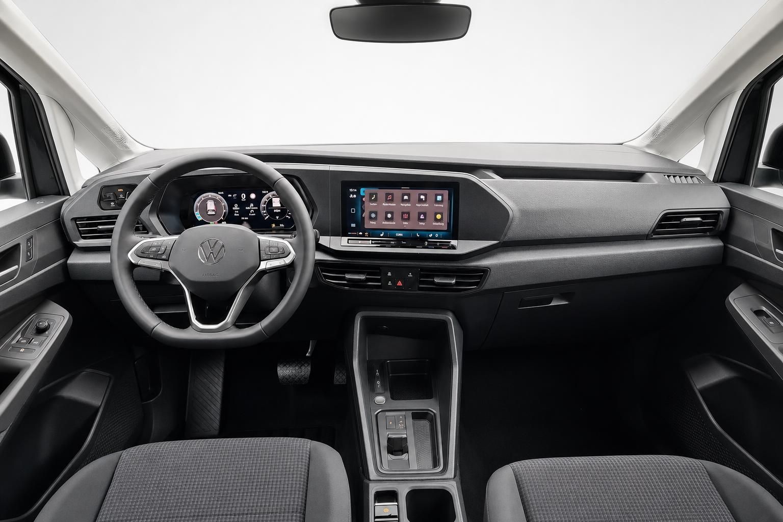 VW Cockpit mit Lenkrad und digitalem Cockpit sowie Touchscreen