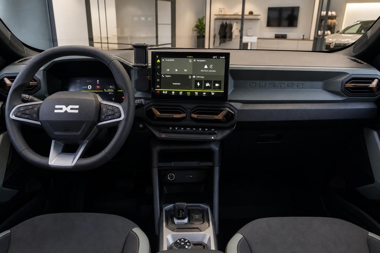 Dacia Duster Cockpit mit Lenkrad und Infotainment-Display