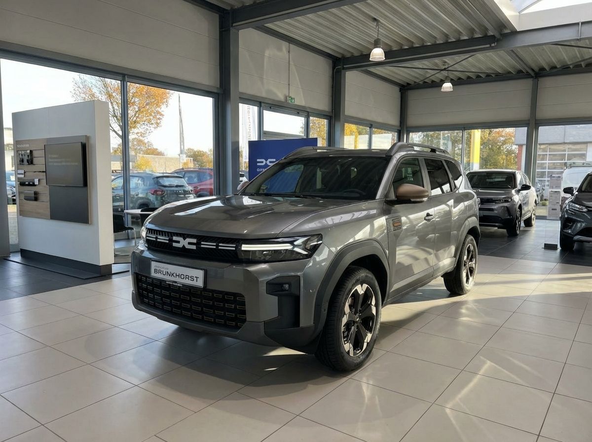 Dacia Duster SUV grau im Autohaus Brunkhorst Showroom Frontansicht