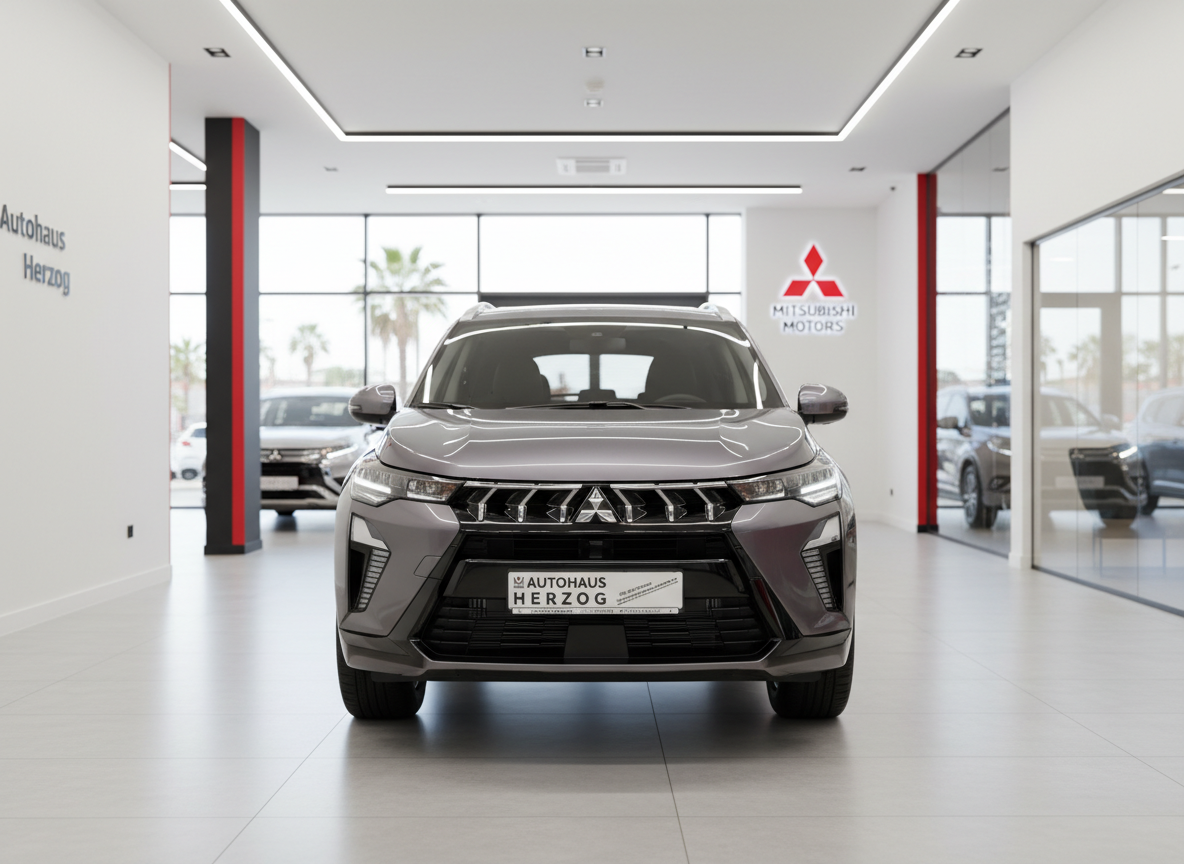 Mitsubishi SUV Frontansicht grau im Autohaus Herzog Showroom