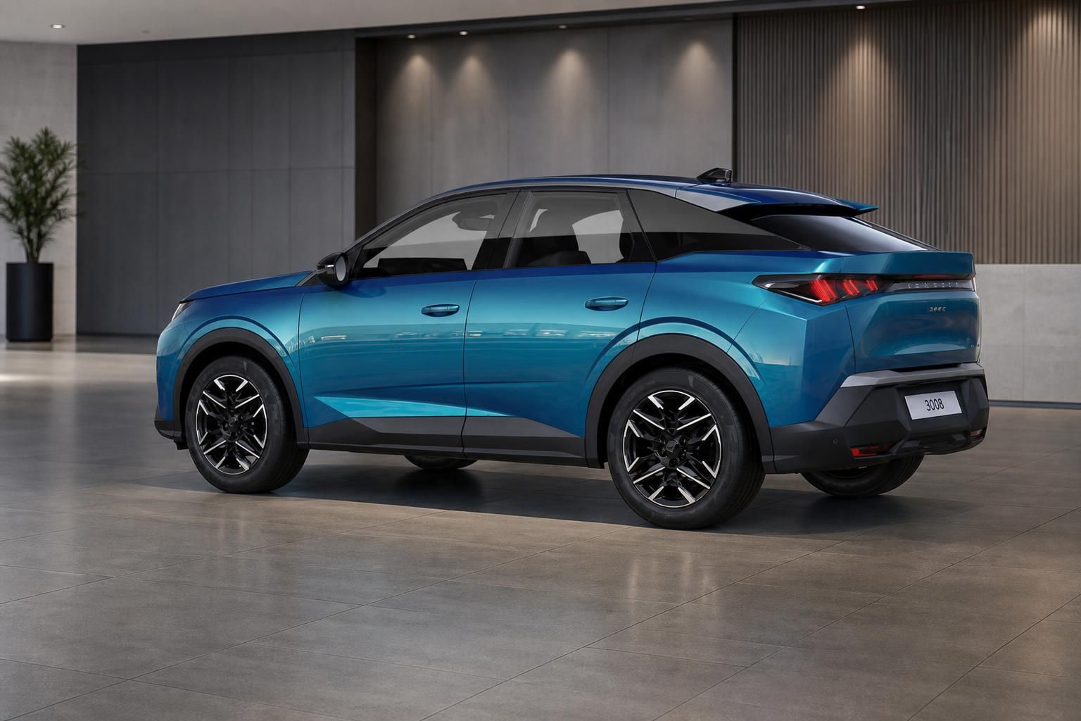 Peugeot 3008 blau Heckansicht mit LED-Rueckleuchten