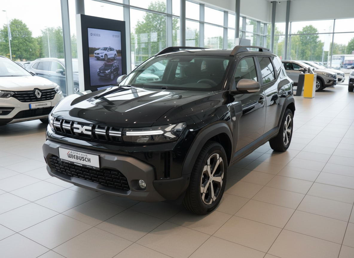 Schwarzer Dacia Duster SUV im Autohaus Wiebusch Showroom