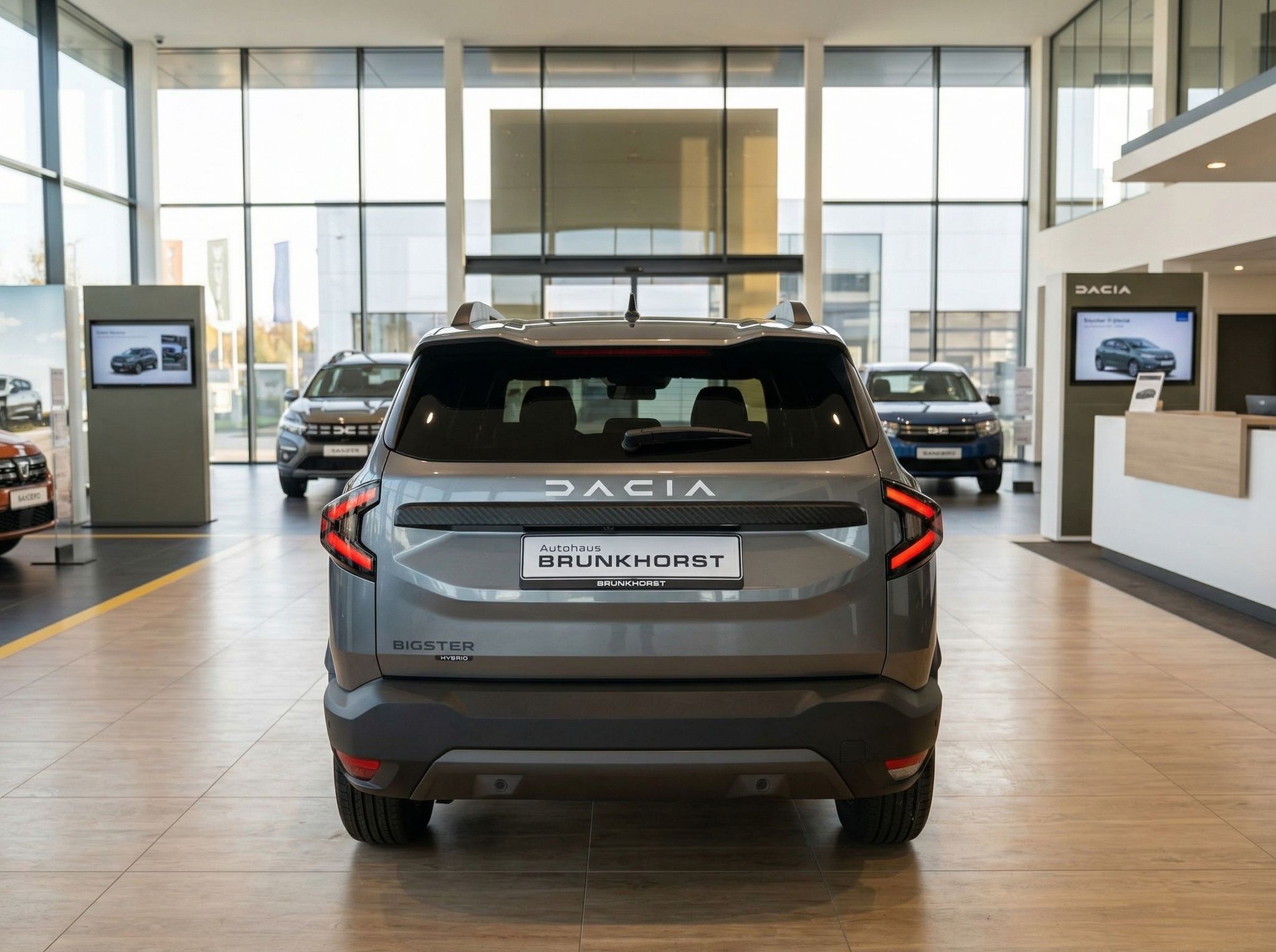 Dacia Bigster Hybrid grau - Heckansicht mit LED-Rückleuchten im Autohaus Brunkhorst