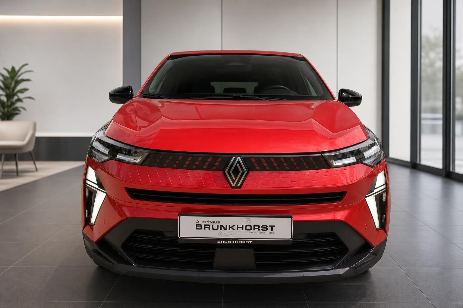 Renault Captur rot – Frontansicht mit LED-Scheinwerfern im Autohaus Brunkhorst