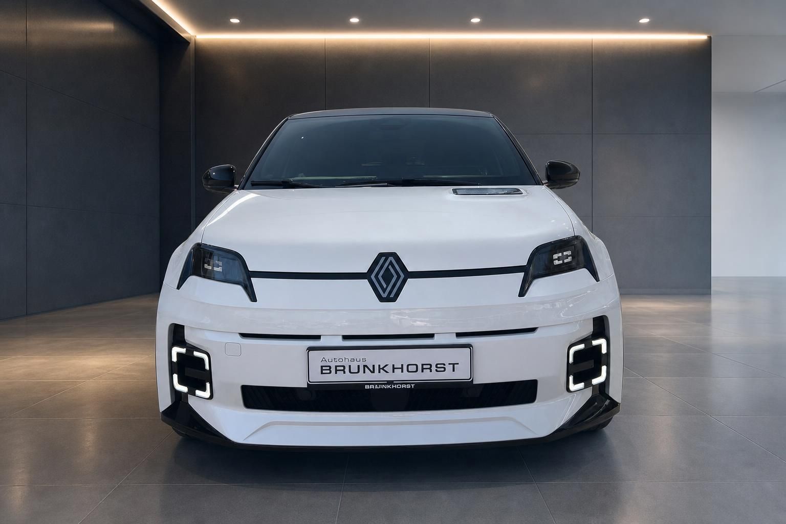 Renault 5 elektrisch, Frontansicht mit markanten LED-Scheinwerfern