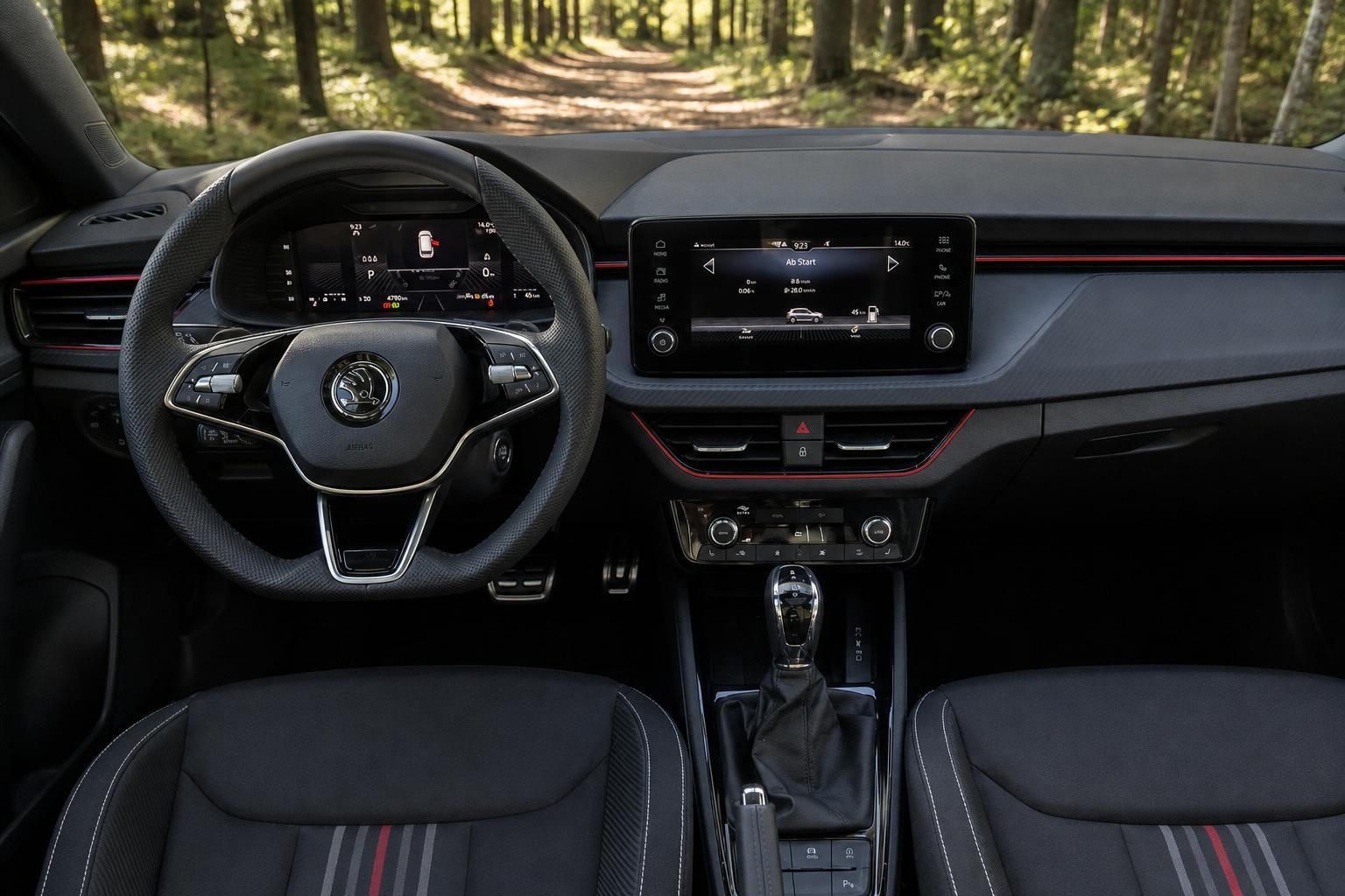 Skoda Armaturenbrett mit digitalem Cockpit und Touchscreen - Innenraum Dashboard