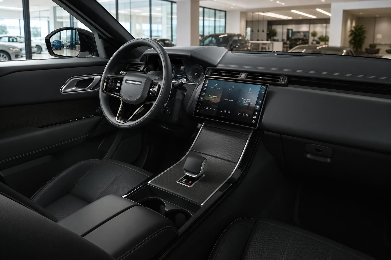 Range Rover Velar Innenraum mit Lederausstattung und Touchscreen