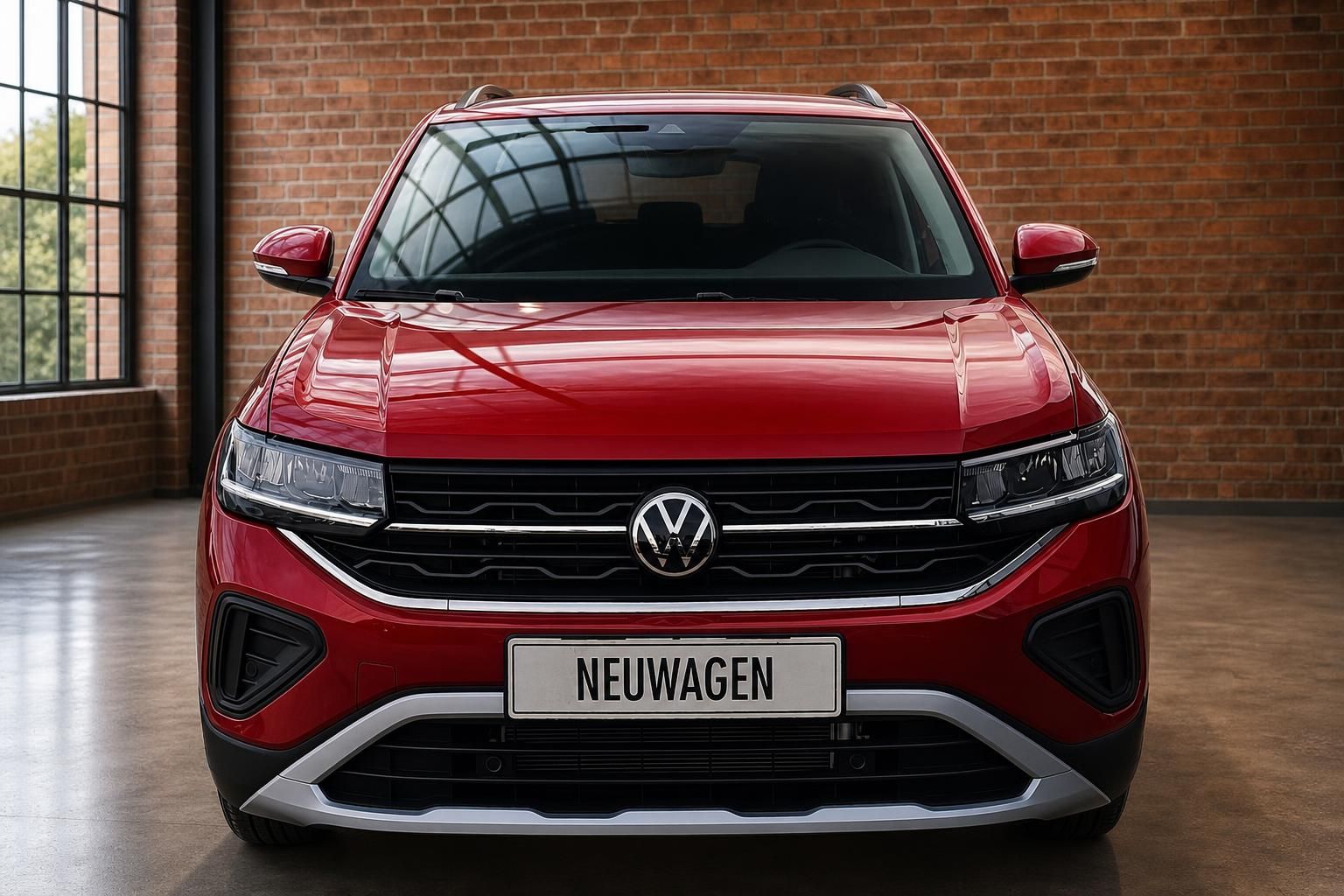 VW T-Cross rot Frontansicht – SUV Neuwagen mit LED-Scheinwerfern und VW-Logo