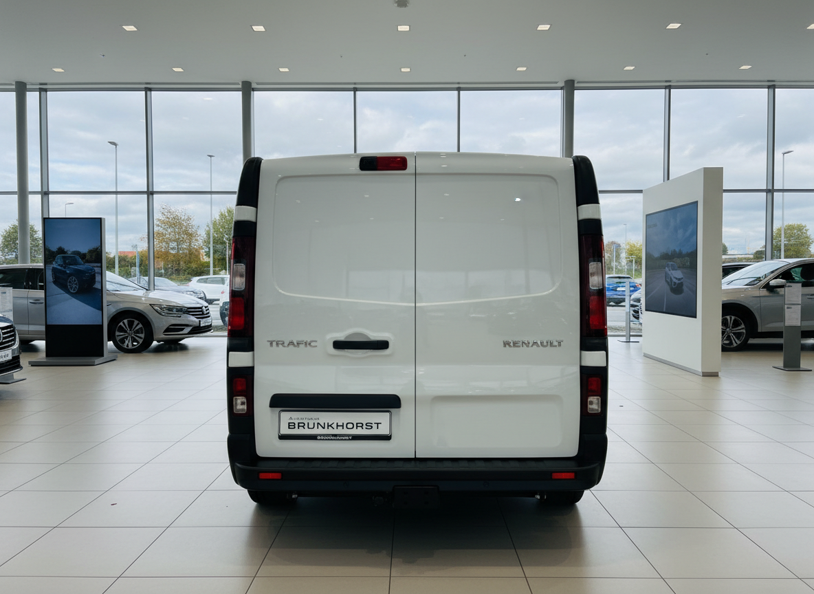 Renault Trafic Kastenwagen weiß Heckansicht im Autohaus Brunkhorst