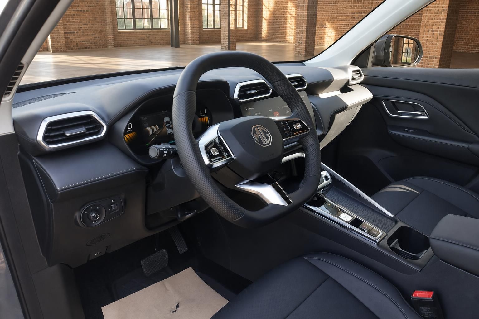 MG SUV Innenraum Cockpit mit Lenkrad und Multimedia-Display