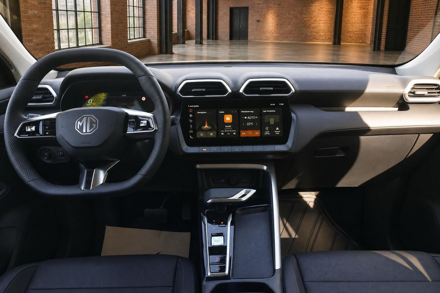 MG Cockpit mit Lenkrad und digitalem Display Ansicht