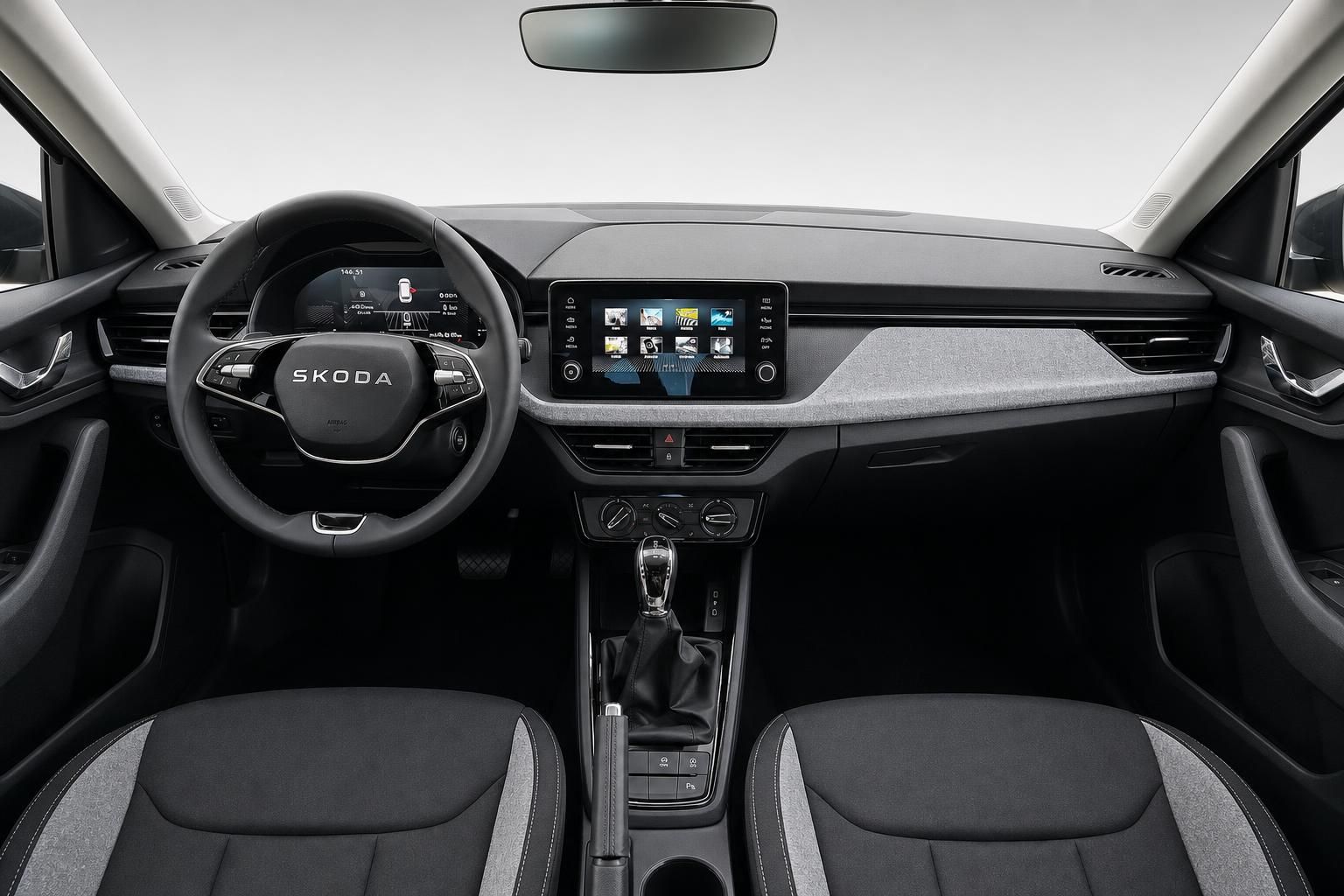 Škoda Cockpit mit Lenkrad und Infotainment-Display