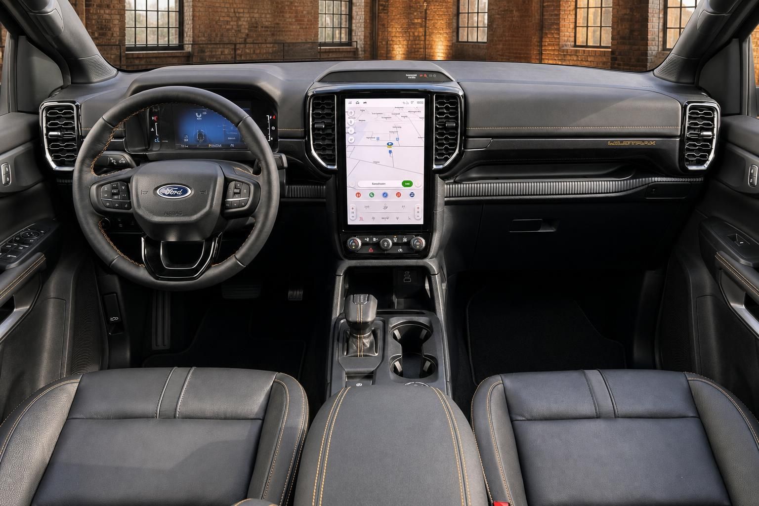 Ford Ranger Wildtrak Innenraum Frontansicht mit Armaturenbrett