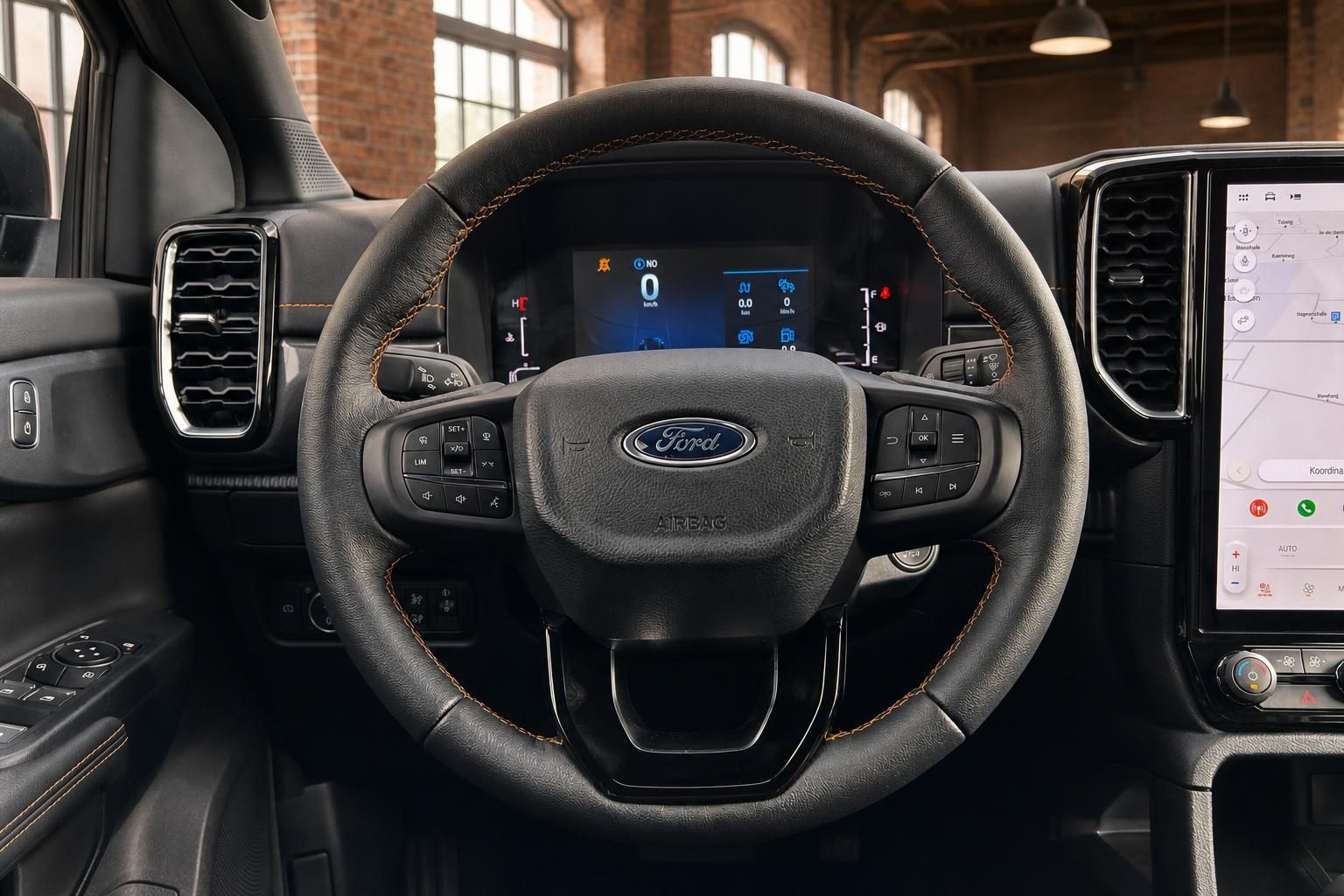 Ford Ranger Lenkrad Nahaufnahme mit Bedienelementen und Display