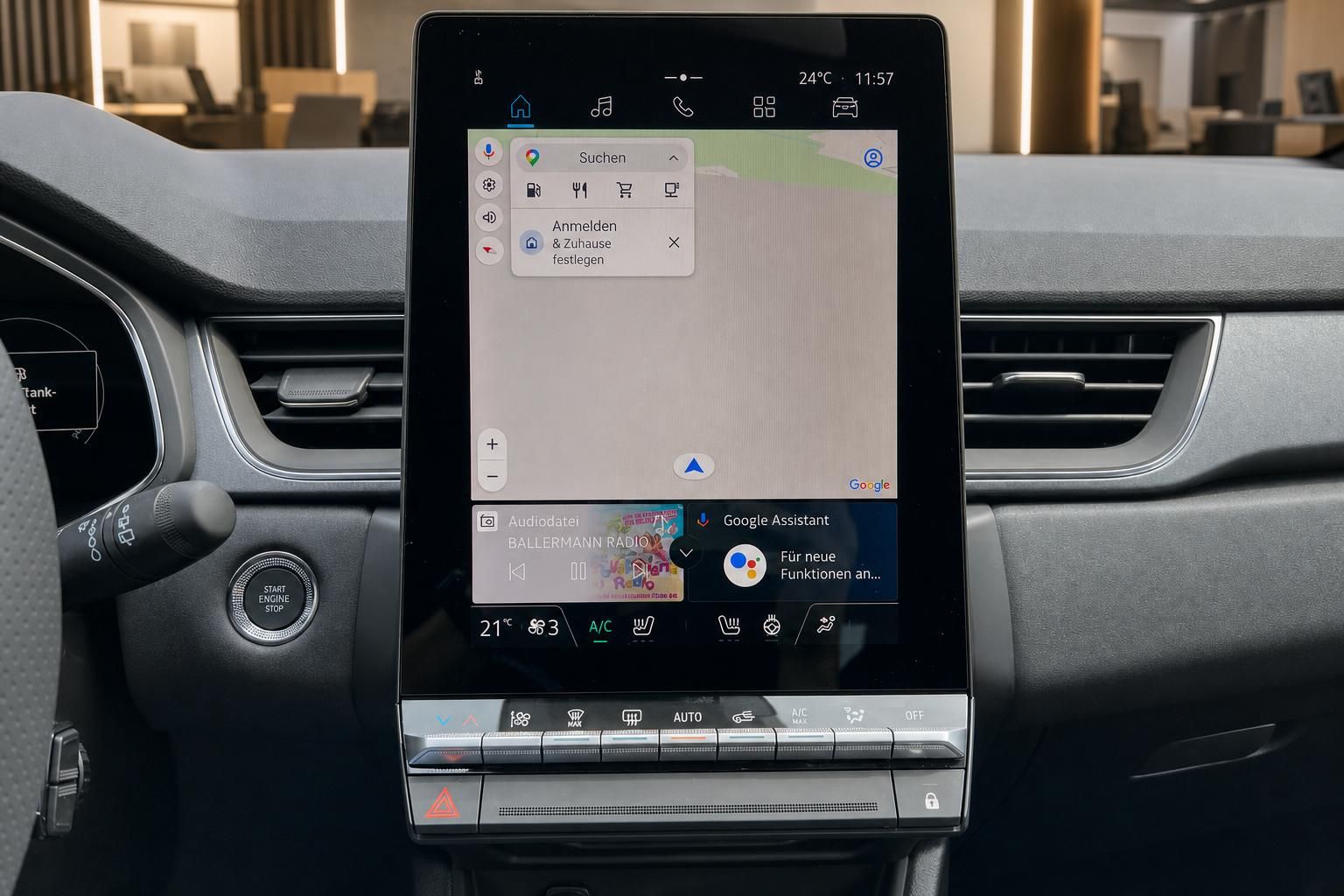 Renault Touchscreen-Display mit Navigation und Google Assistant - Infotainment-System Detailansicht