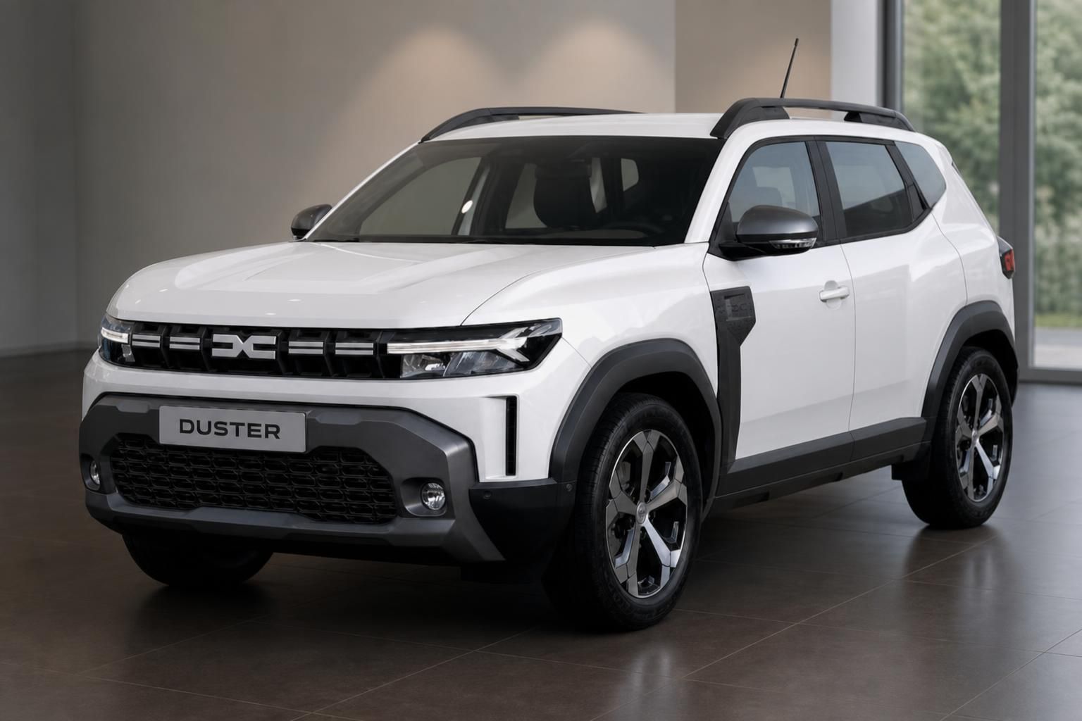 Dacia Duster weiß Frontansicht im Autohaus