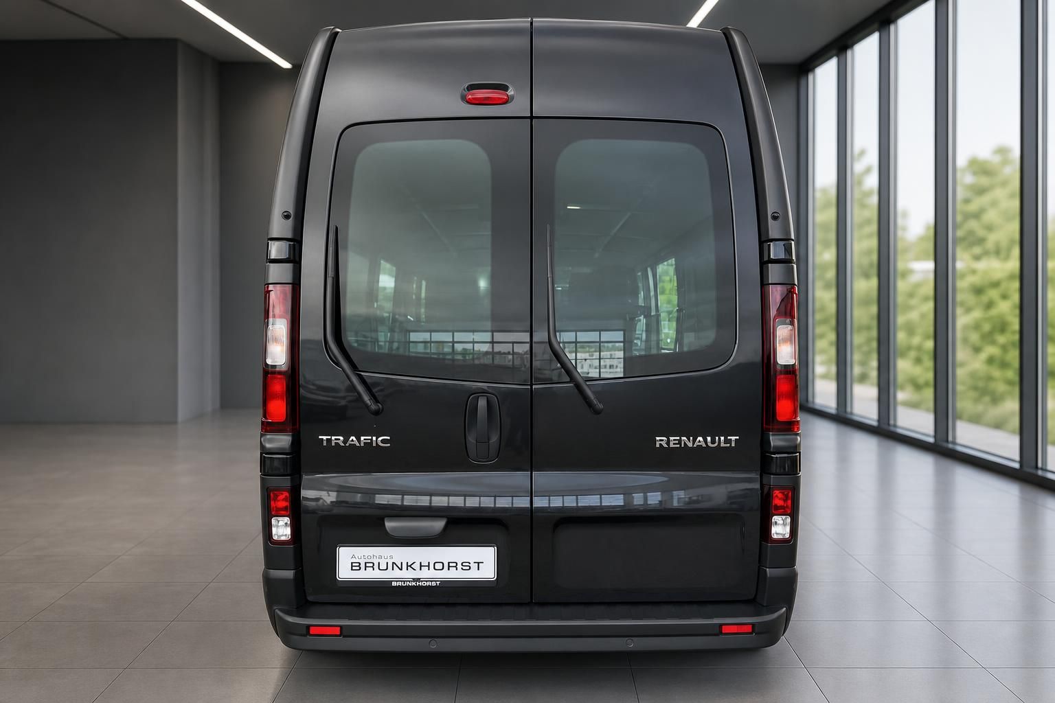 Renault Trafic schwarz Heckansicht mit Doppelflügeltür Autohaus Brunkhorst