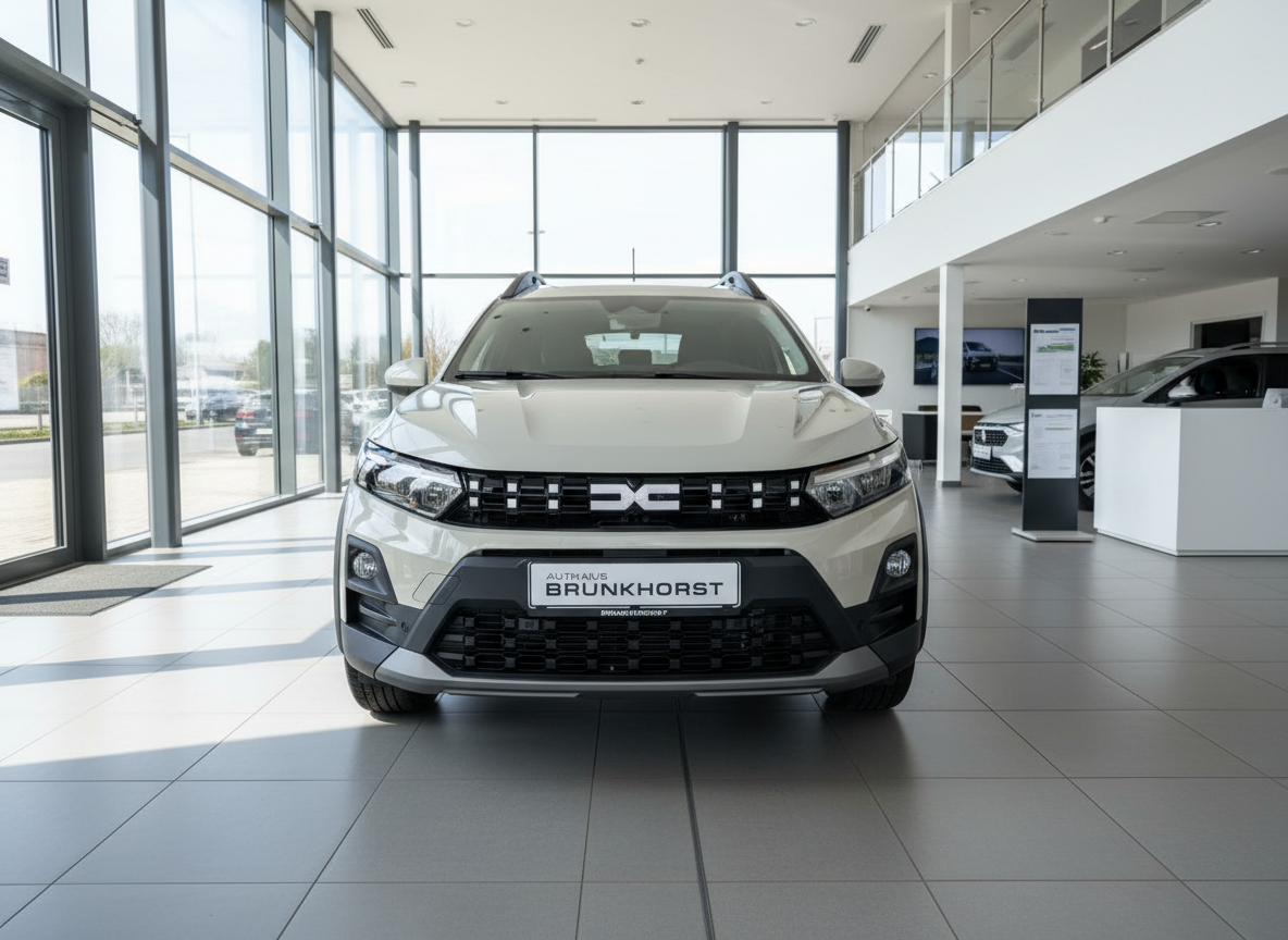 Dacia Sandero Stepway in Silber-Grau Frontansicht im Autohaus Brunkhorst Showroom