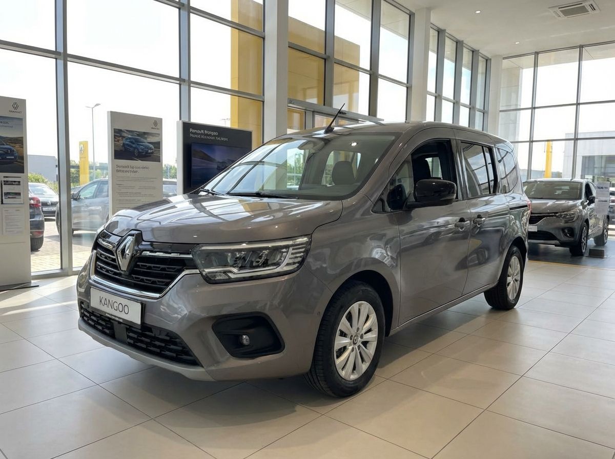 Renault Kangoo Grau Metallic in Renault Autohaus Showroom Frontansicht