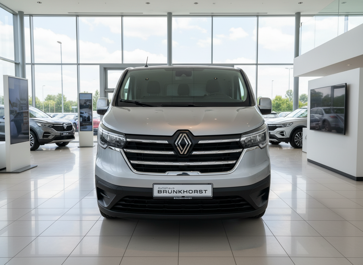 Renault Trafic Frontansicht in Silber im Autohaus Brunkhorst Showroom