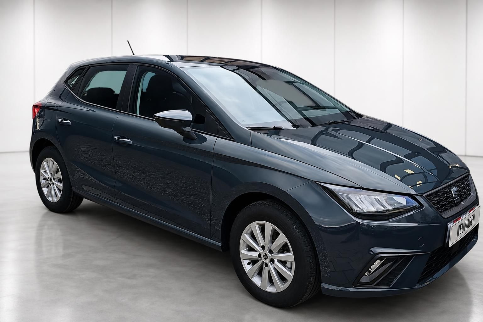 Seat Ibiza in Dunkelgrau mit Panoramadach, Frontperspektive