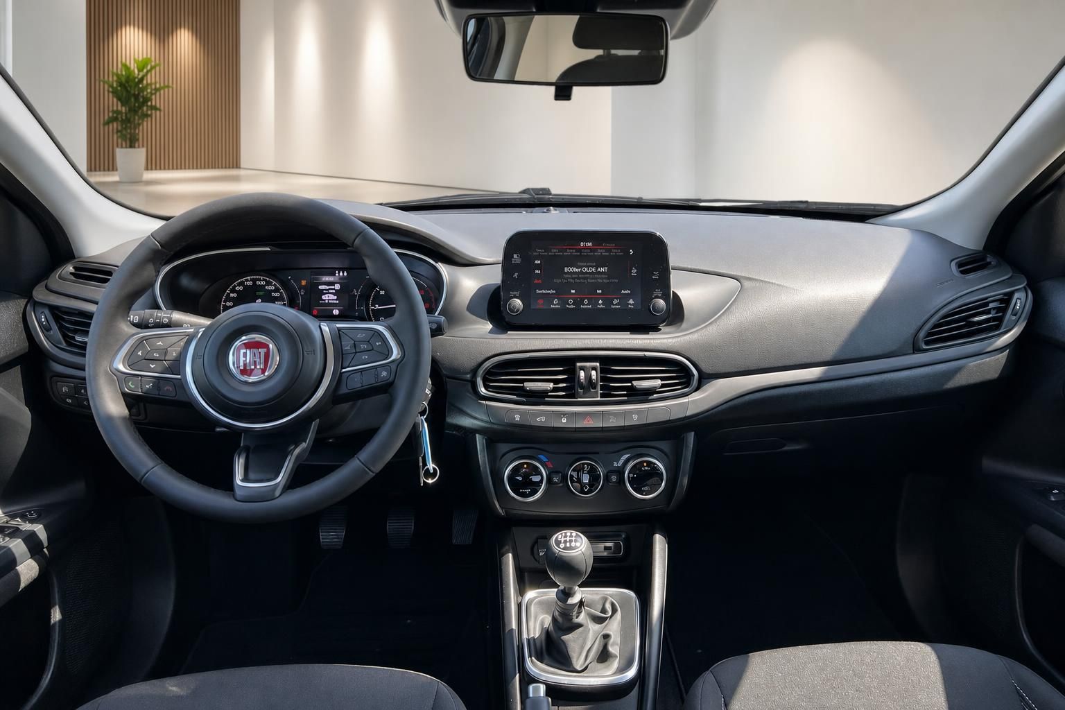Fiat Tipo Innenraum Cockpit mit Lenkrad, Touchscreen und Schaltgetriebe