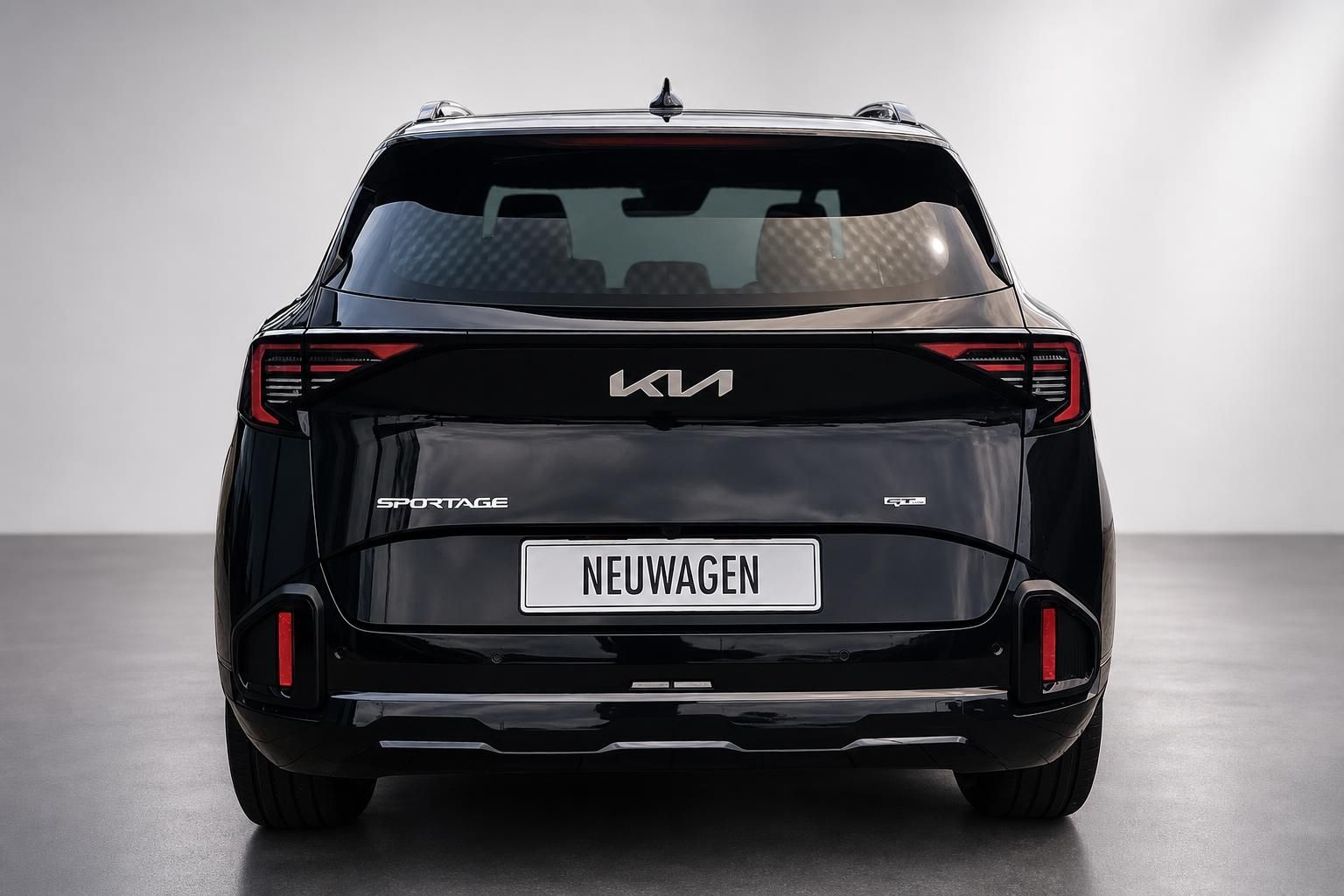 Kia Sportage Neuwagen schwarz Heckansicht Studioaufnahme