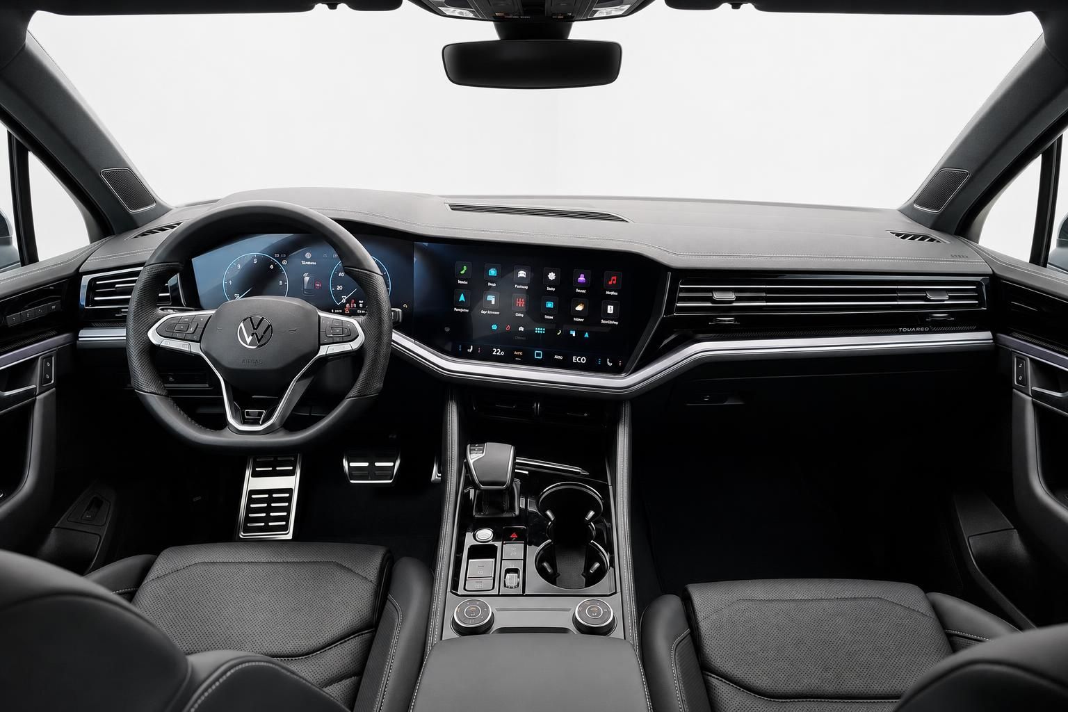 VW Touareg Innenraum mit Cockpit, Lenkrad und Digital-Displays